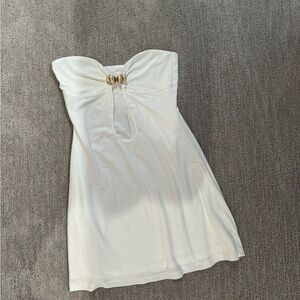 Tiger Mist White Strapless Babydoll Mini Dress